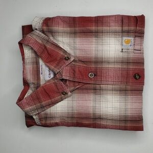 Carhartt Mens Relaxed Fit Plaid Button Up Shirt Size L Western Country Classic
